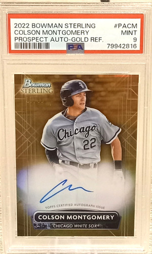 2022 Bowman Sterling Colson Montgomery Gold Refractor Auto /50 White Sox PSA 9