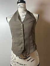 Women's Fitted Tailored V-Neck BACKLESS Vest with Buckle Back