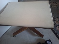 Beautiful Vintsge Footstool Pouffe .Cream Leather Cushion