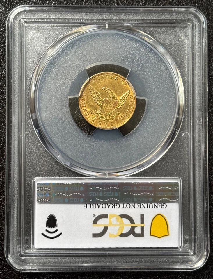 1836 $2.5 Bloque 8 Oro Clásico Cabeza Cuarto Águila-PCGS Genuino AU Detalle-Limpiado Foto 3 de 4