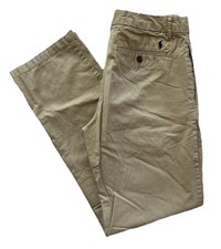 POLO Ralph Lauren Boys Dark Khaki Dress Pants Chino Flat Front Uniform SIZE 18