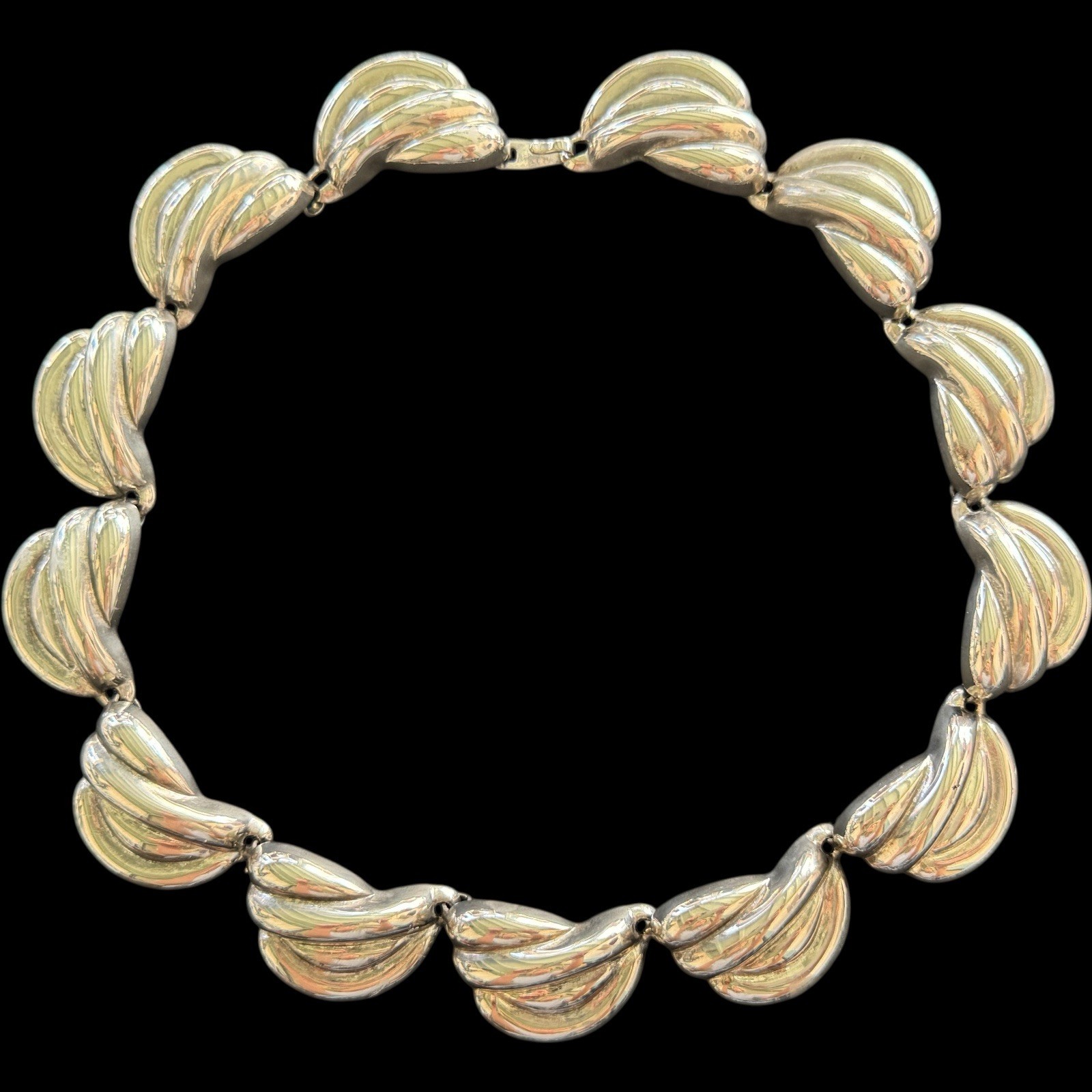 Vintage Silver Tone Panel Link Statement Collar N… - image 10