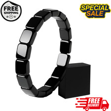 Mens Natural Hematite Beaded Bracelet Adjusta...