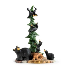 Big Sky Carvers Bearfoots Jumping for Joy Figurine black bears