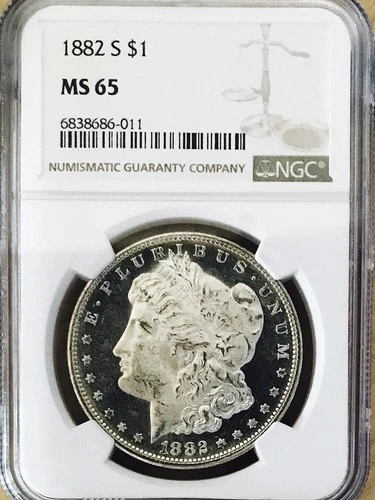 1882 S MORGAN DOLLAR NGC MS65! IMPECCABLE GEM! LOOKS PL++HUGE CAMEO PQ NR #62052