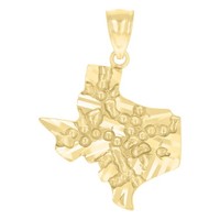 "Echt 10K Gelbgold Herren Diamantschliff 1.10 \" AnhäNger Usa Staat Texas"