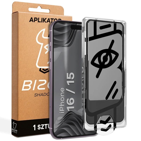 Sichtschutzglas + Applikationsrahme FüR Iphone 15/16 Bizon Blickschutz Hartglas-image