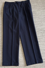 Vtg USA Made Corbin 56 X29Navy Blue Wool Flannel Pleated Cuffed High Waist Pants