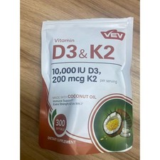 VEV Vitamin D3 K2 10000 IU .Virgin Coconut Oil Base