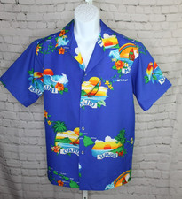 Vtg 80's Shoreline Men's Blue HAWAIIAN Sunset TROPICAL Hawaii Island Shirt XL