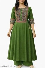 Indian Readymad Party Festive Wedding Rayon Kurta Kurti Pant Set for Women's Gif