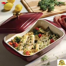 Tramontina Ceramic Covered Bakeware Kitchen Stainless Steel Knob Microwave Safe