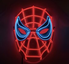 Halloween Party Wire Classic Spider Hero Mask Costume Red LEDs Light Up Mask