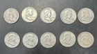 Lot of 10 Mixed Dates Old U.S. Franklin Half Dollar 90% Silver Coins Loc#C17