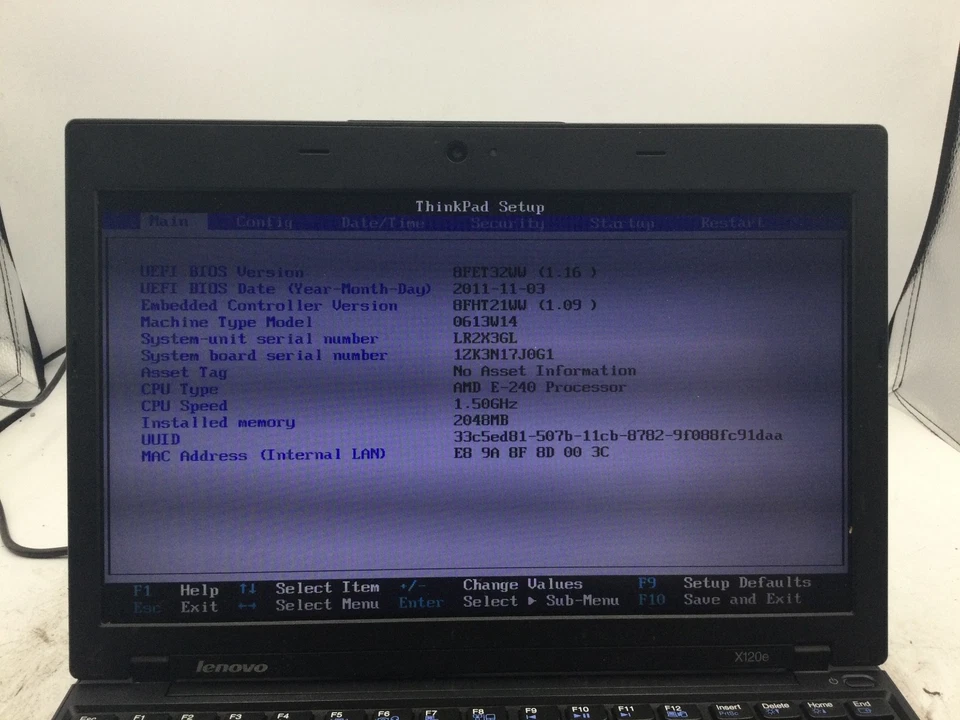 LENOVO THINKPAD X120e - AMD E-240 - 2GB RAM - BOTAS PARA BIOS - LEIA A DESCRIÇÃO-BB - Imagem 2 de 4