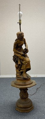 Vtg 58'' Florence Art Classical Lady Figural Chalkware Sculpture Lamp w/ Stand