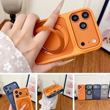 For iPhone 17 16 Pro 15 14 13 Pro Max Matte Frosted Magnetic Ring Stand Case