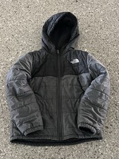 The North Face Unisex Kids Hooded Black Gray Puffer Jacket M Full Zip