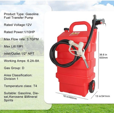 #ad #ad Fuel Caddy 16 Gallon Portable Fuel Tank 12V DC Electric Transfer Pump 3.7GPM $135.00