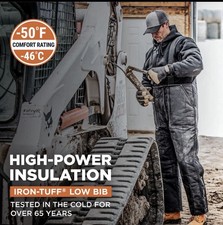RefrigiWear Men's Iron-Tuff Insulated Low Bib Overalls -50F Cold Protection