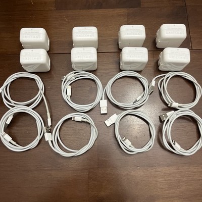 Lot Of (8) Authentic Apple 12 Watt USB Power Adapter And 8 3  Lightning Cables.