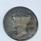 1918 MERCURY DIME, 90% SILVER, CIRCULATED US COIN #6418