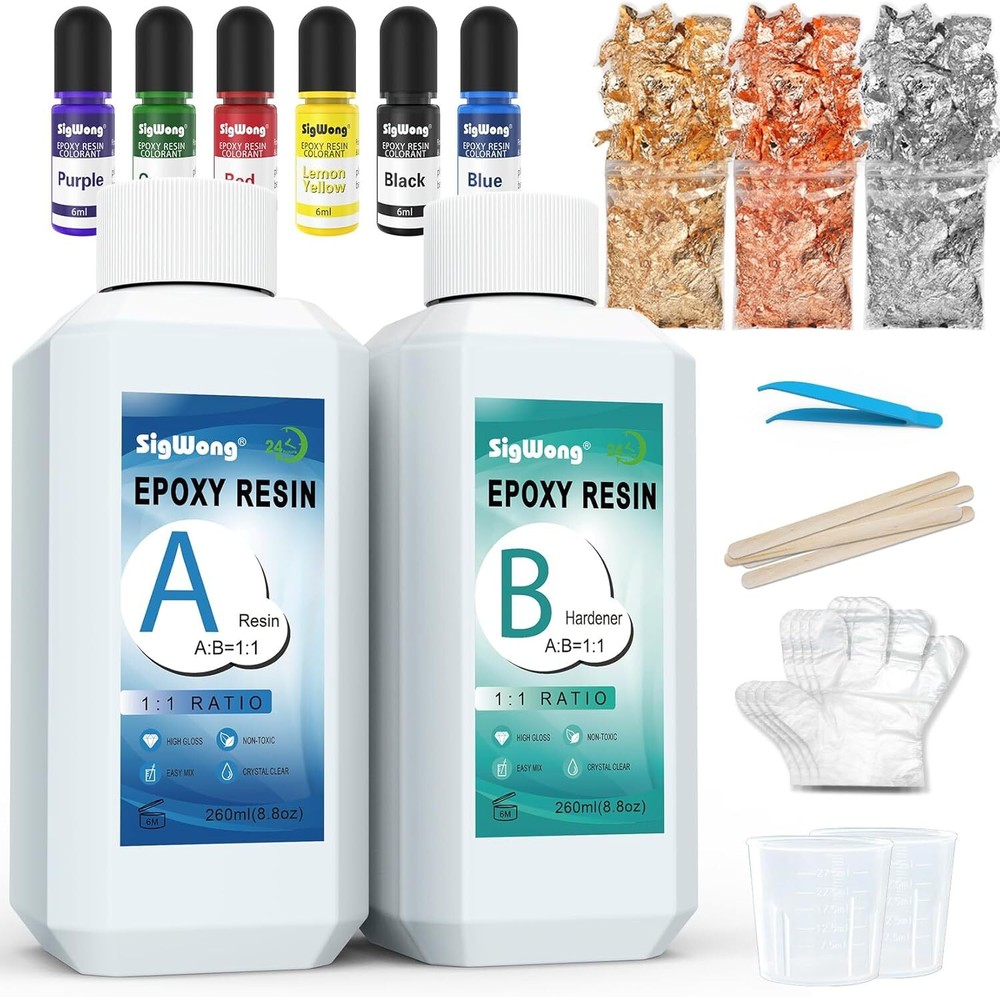 17.6OZ Crystal Clear Epoxy Resin Coating Kit for Multicolor Projects