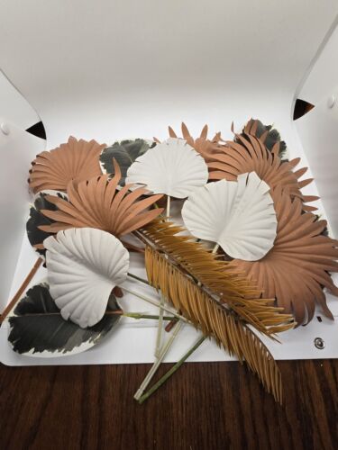 15 Pcs Artificial Palm Leaves 4 Kinds Faux Tropical Laves