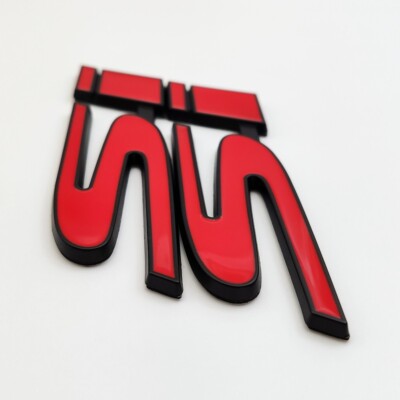 2-Pack Black & Red Si Logo Metal Car Emblem Badges – 3D Racing Sport Stickers For Turbo Decal