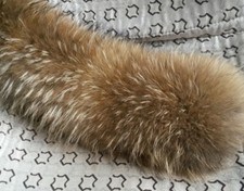 Waschbär Pelz Kapuze Kragen Echt Fell Besatz für Jacke Parka Mantel Fellkragen