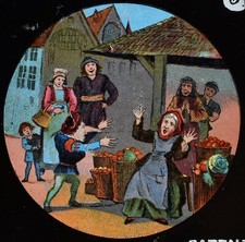 ANTIQUE Magic Lantern Slide DWARF LONG NOSE NO6 C1900 GERMAN FAIRY TALE W HAUFF