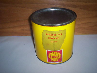 Vintage Shell Canada Pressure Gun Lubricant Grease Oil Can Tin 5LBS