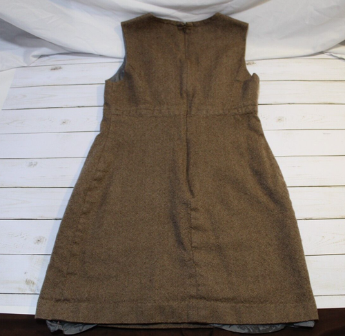 Vtg Ralph Lauren Tan 100% Wool Herringbone Sheath Dress Women's 10 Union Made - Picture 9 of 16