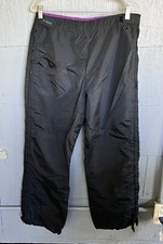 Vintage Columbia Snow Rain Pants Womens Large Black Purple Nylon Waterproof