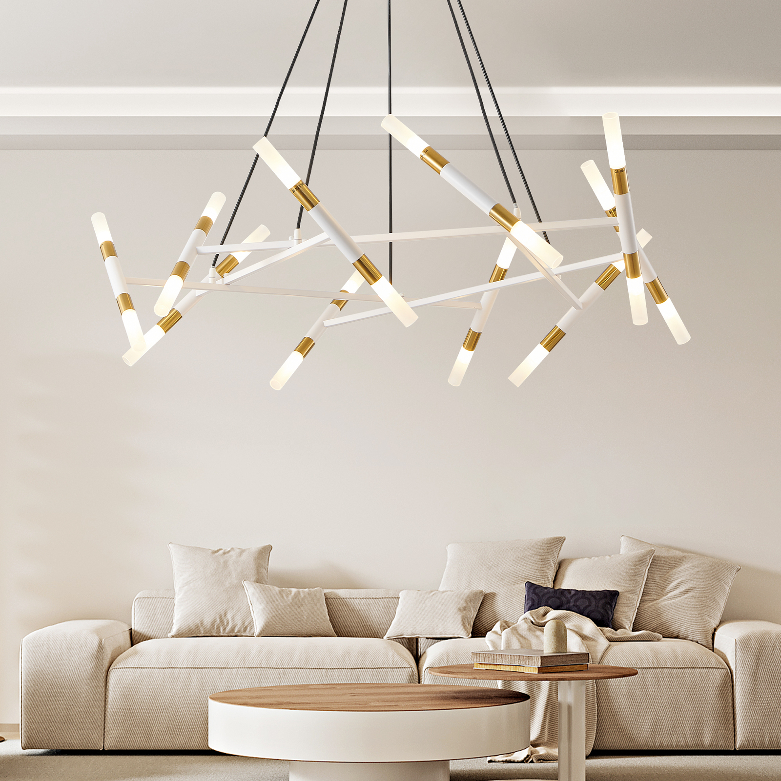 41'' White Pendant Modern Linear Branch Ceiling Chandelier Light Kitchen Fixture