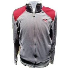 PUMA Vintage Retro Warm Up Track Jacket Mens sz Large 2 Tone Grey Red