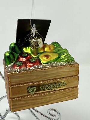Vondels Christmas Glass Ornament Multi Colored  Vegetable Box New