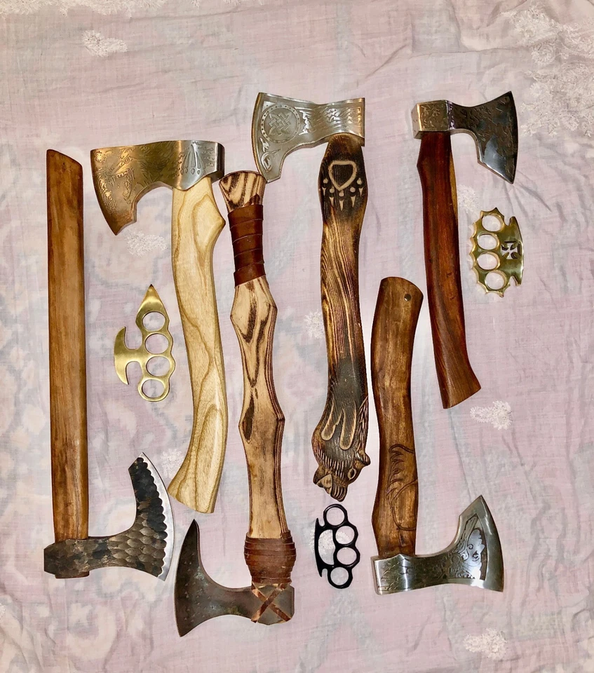 Lot of 6 Viking Axes - Medieval Norse Battle Axes - Outdoor Hunting - Image 2 of 4