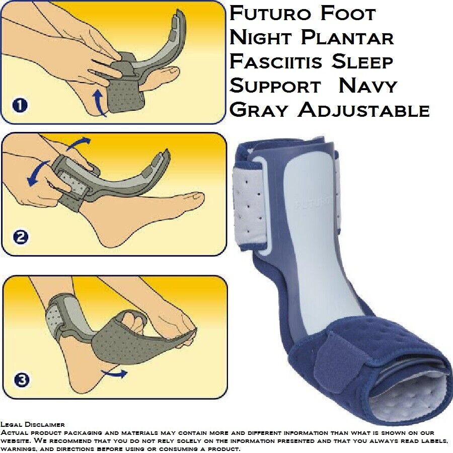 Futuro Night Plantar Fasciitis Sleep Support Navy Gray Adjustable (fits  8-15)