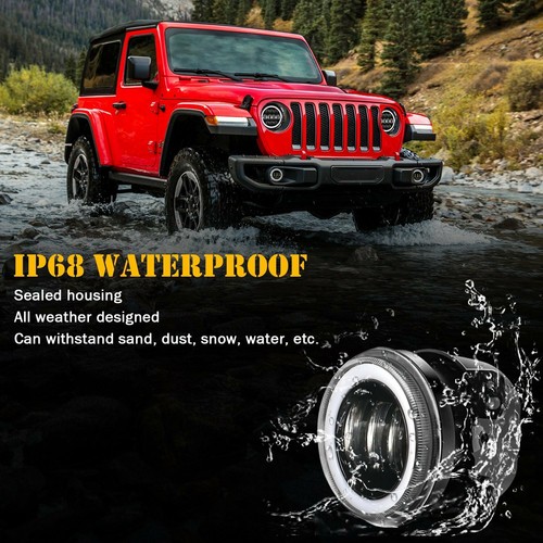 Pair 4" Round LED Fog Lights Driving Lamps RGB Halo for Jeep Wrangler JK TJ LJ - Bild 10 von 10