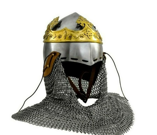 Chainmail Caballero Romano Casco Medieval Cruzado Templario Larpa Disfraz Estudio Deco - Imagen 2 de 3