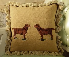 16" Labrador Retriever Vivid Handmade Needlepoint Pillow Cushion Cover