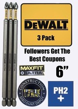 Dewalt Maxfit Ultra 6in PH2 Phillips 3 Piece Bit Set IMPACT READY 6"