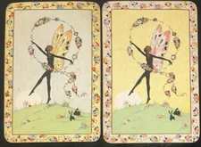 EU190 Swap Playing Cards 2 VINTAGE ENGLISH UN-NAMED THE PIXIE HERRINGBONE