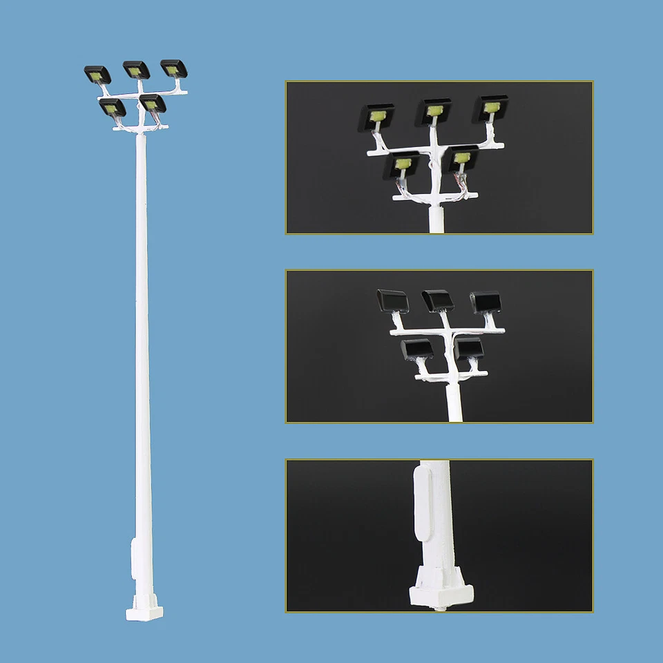 2pcs N Scale 1:160 Playground Street Lights Plaza Lamppost Five-leds 10cm Model - Image 2 of 4