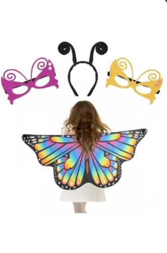 Kids Butterfly Wings, Fancy Dress Up Cape and headband + Eye Mask Set - Picture 5 of 5