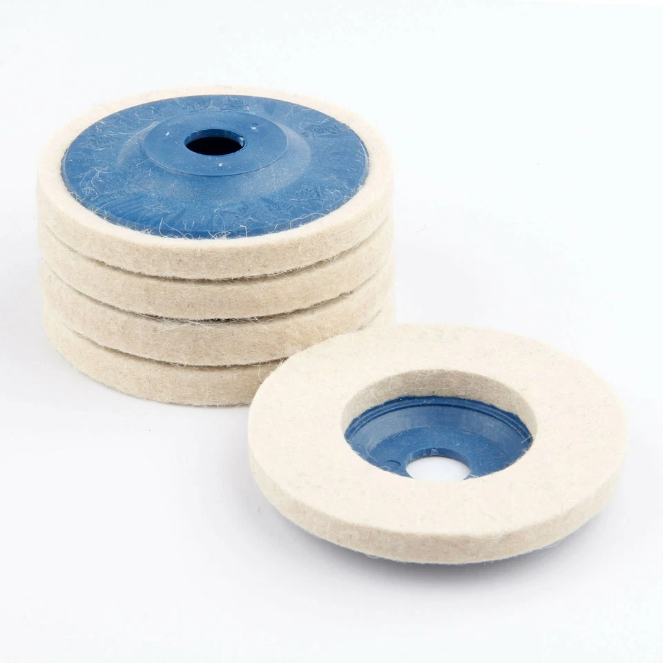 5Pcs 4" Sanding Polishing Disc Wool Felt Wheel Pad Metal Wood Glass Buffing Tool - Image 4 of 4