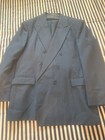 Men Suit Haggar Imperial Sz47 Pants 36x32 Double Breasted Blue With Gray Stripes — photo 4
