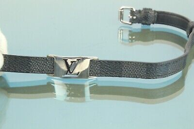 LOUIS VUITTON M6623E Sign it Bracelet Damier Black Leather LOUIS VUITTON M6623E Sign it Bracelet Damier Black Leather