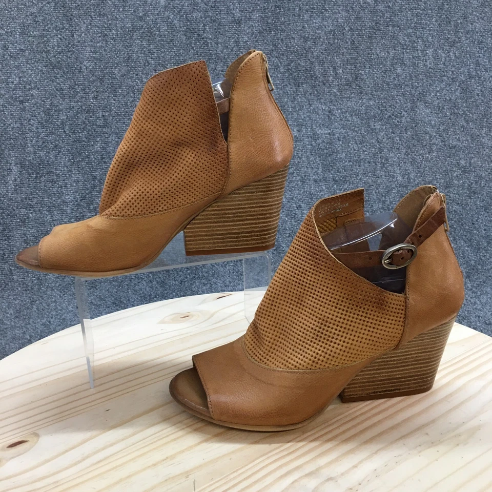 Miz Mooz Boots Womens 42 Knox Ankle Booties Brown Leather Heeled Casual Back Zip - Image 2 of 4